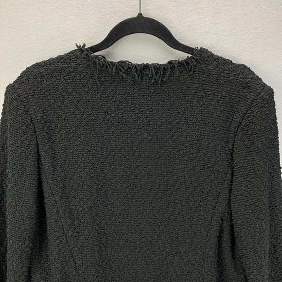 **SOLD**Iro Jacket Womens 40 US 8 Black Open Front Boucle Shavani Fringe Short - Picture 5 of 15